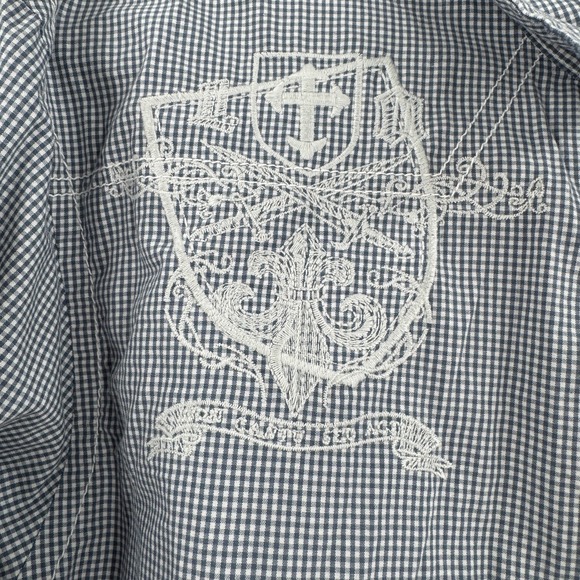 American Rag Western Shirt Mens Large Blue Gingham Pearl Snap Cowboy Yellowstone - Picture 3 of 7